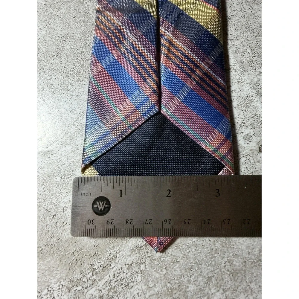 Nautica Polyester Tie Mens One Size Multicolor Plaids & Checks Pointed Jacquard